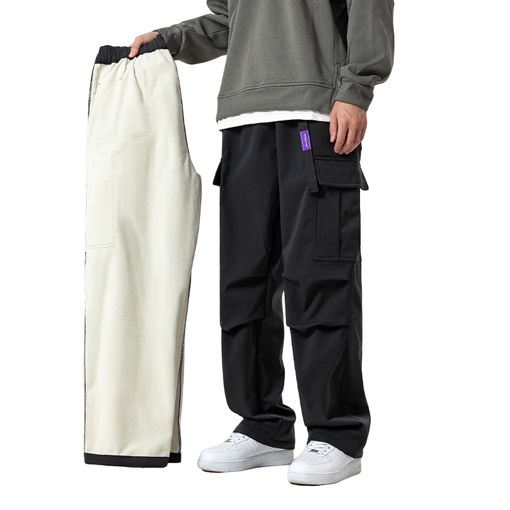 カーゴパンツ メンズ 裏起毛 冬 ロングパンツ ゆったり ワイドパンツ 防寒 保温 ストレートパンツ 無地 カジュアル パンツ アウトドア 大きいサイズ ジョガーパンツ