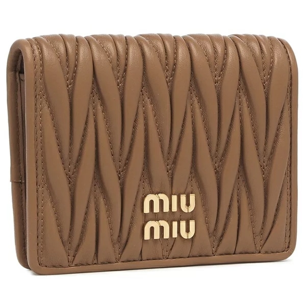 二つ折り財布 マテラッセ ブラウン ゴールド レディース MIU MIU 5MV204 AFPP F098L