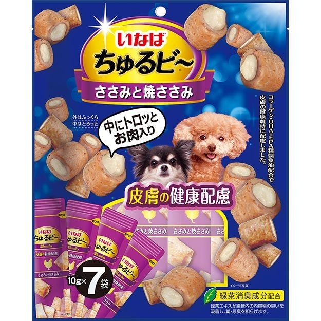 （まとめ買い）ちゅるビ ささみと焼ささみ 皮膚の健康配慮 10gx7袋 犬用おやつ [x10]