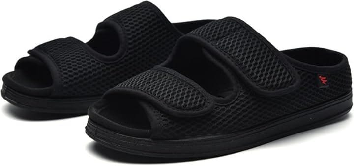 介護シューズ 介護スニーカー シニア フルオープンタイプ サンダル 高齢者用 介護靴 甲高 幅広 リハビリ 軽量 B1(ブラック, 24 cm)