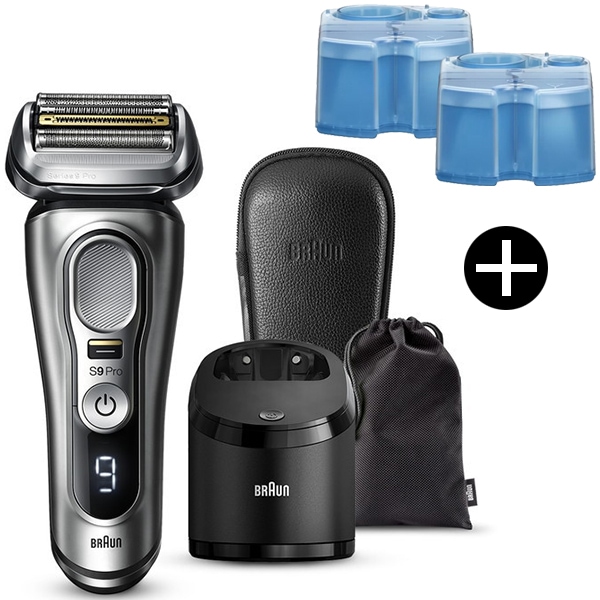 9467cc-V シルバー シリーズ9 メンズシェーバー (往復式・4枚刃・充電式) + CCR10 アルコール洗浄カートリッジ (10個パック) セット