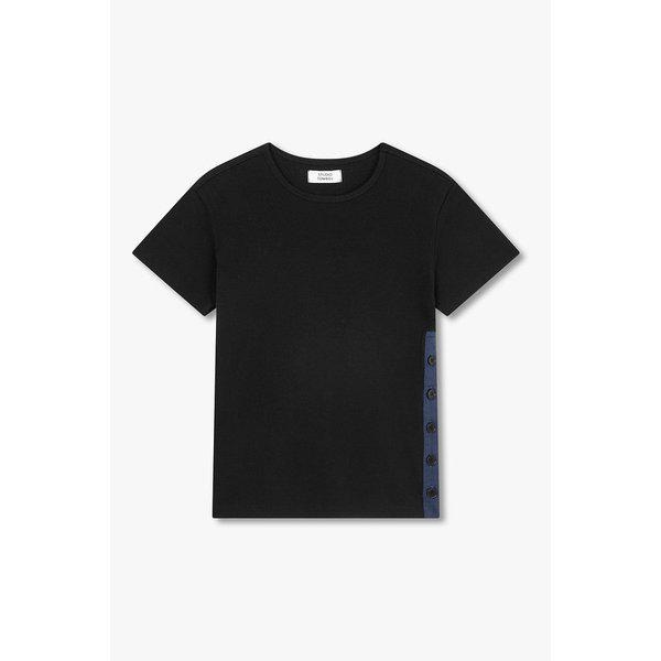 ボタンディテールのリブ半袖Tシャツ9106222205099
