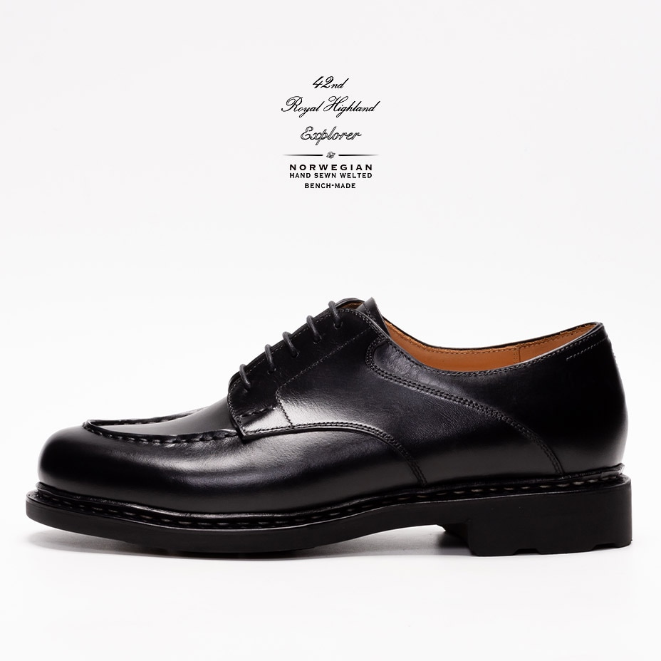 ビジネスシューズ メンズ 本革 革靴 カジュアルシューズ ダービーシューズ ドレスシューズ 紳士靴 エプロンフロントダービー CHN6401F-01 Uチップ 外羽根 レースアップ 黒 ブラック