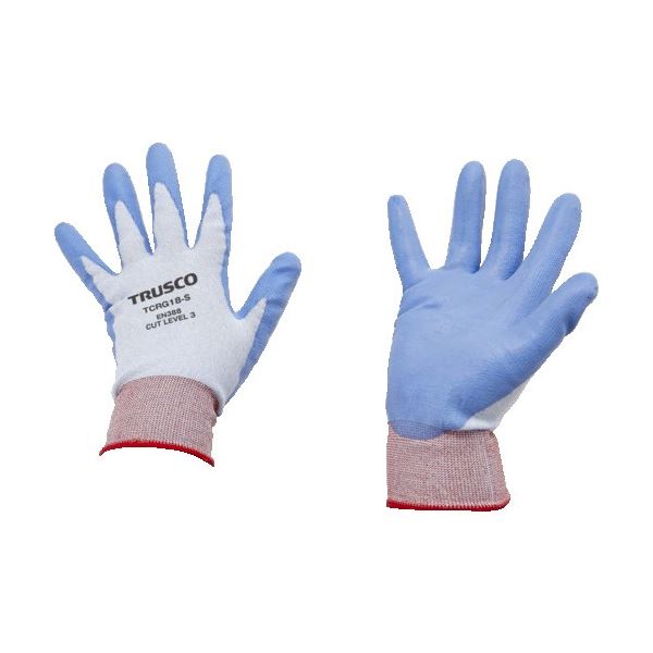 （まとめ）耐切創手袋 ポリウレタンコーティング 18ゲージ編 Sサイズ 1双[x3]