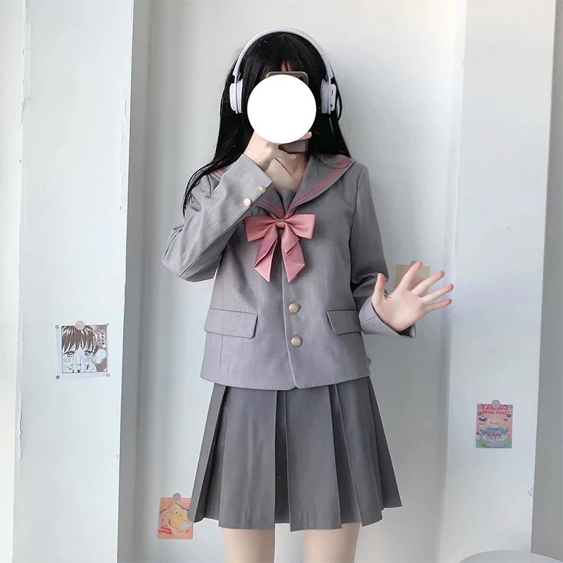 セーラー服 文化祭 学園祭 入学式 日系 JK制服 两点セット 上下セット キャンパス風 アウター ジャケット プリーツ スカート 色切り替え スクール 制服 女子高生 高校生　学生服 子服スーツ