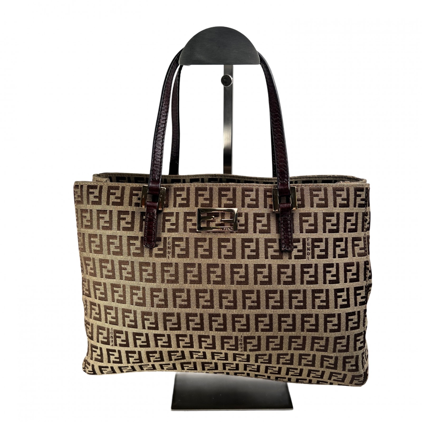 FENDI フェンディ ズッカ柄 キャンバス トートバッグ ブラウン A-13703