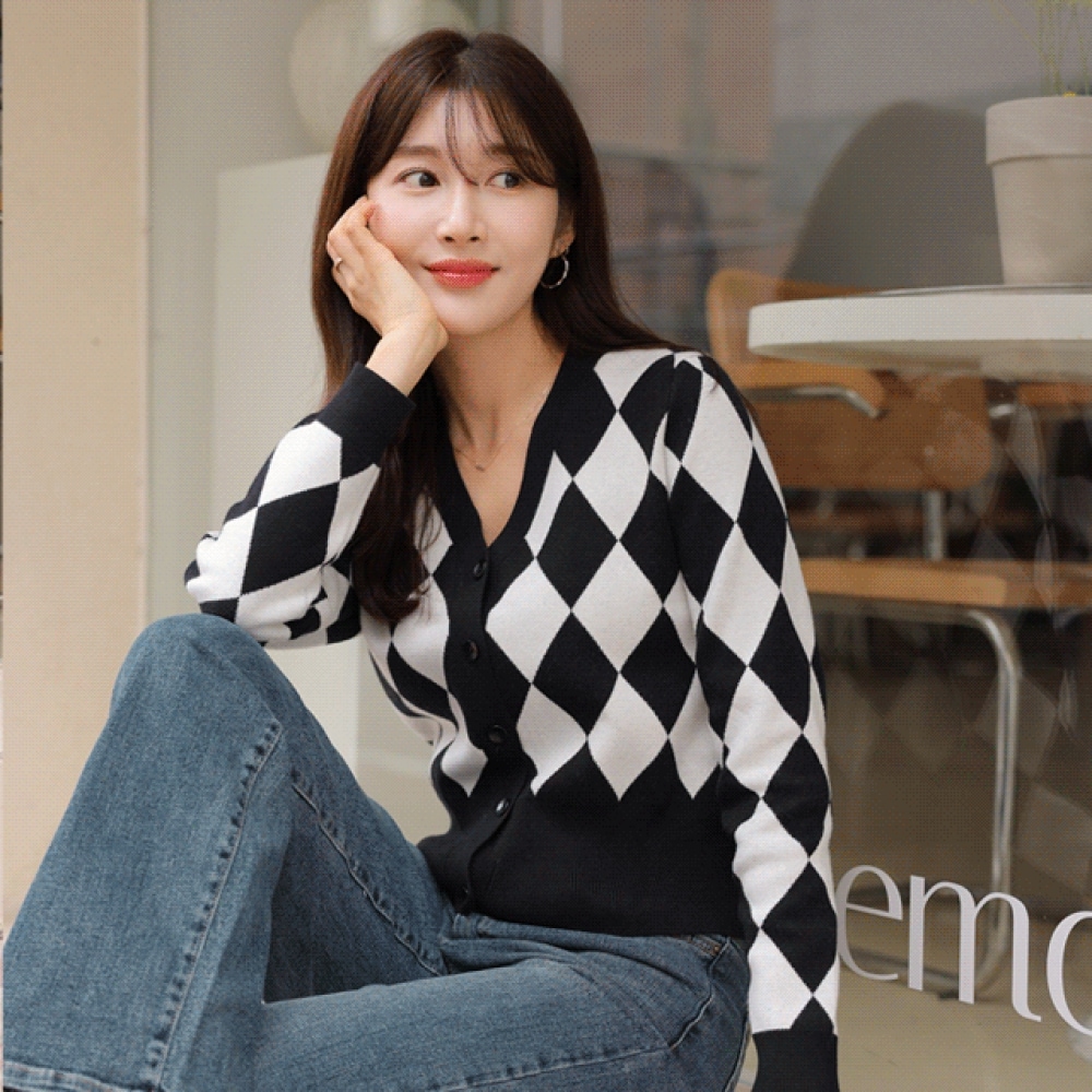 Click & Funny テンビスコスアーガイルカーディガン