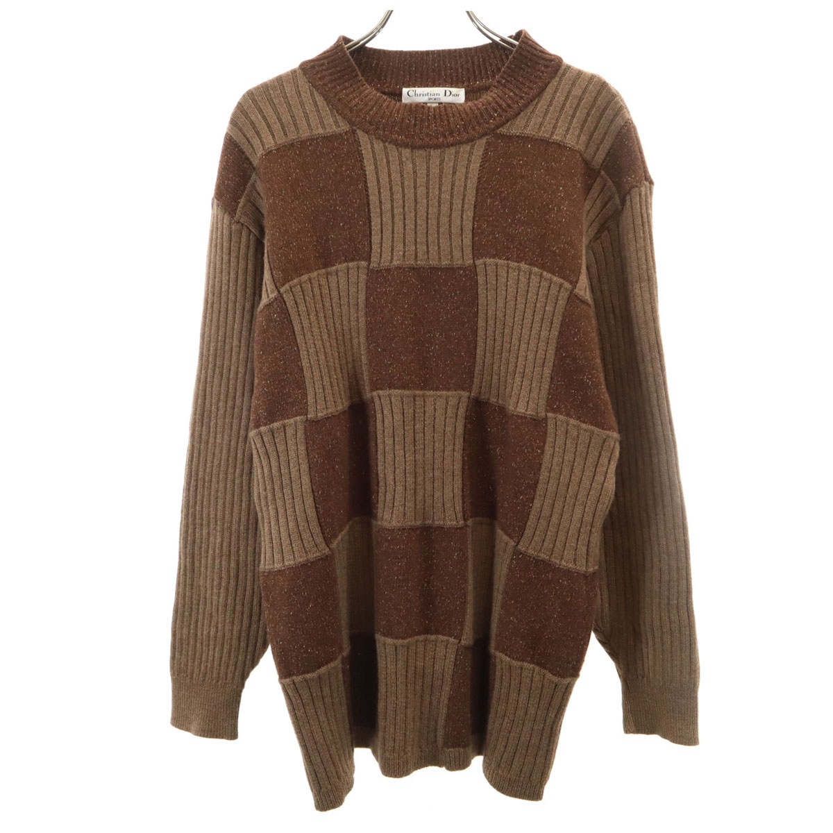 Christian Dior SPORTS クリスチャンディオールスポーツ 90s オールド 長袖 セーター L ブラウン ニット メンズ 古着