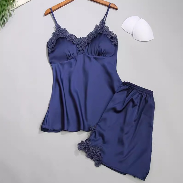レディース トップス パンツ キャミソール 部屋着 袖なし ノースリーブ Vネック レース ウエストゴム きれいめ 上品 おしゃれ こなれ感 エレガント とろみ感 無地 夏 お泊まり 旅行 M L