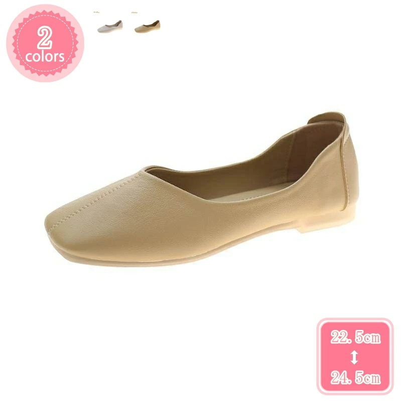 500円OFFクーポン ローヒール 1cm ぺたんこ バレエシューズ パンプス レディース スクエアトゥ スムース 甲浅 クッション性 走れる 歩きやすい ウォーキング コンフォート ママ 妊婦 無地