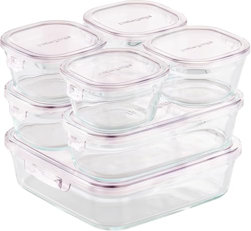 (イワキ) 耐熱ガラス 保存容器 シアーローズ 7個セット パックレンジ F-PRN7-P