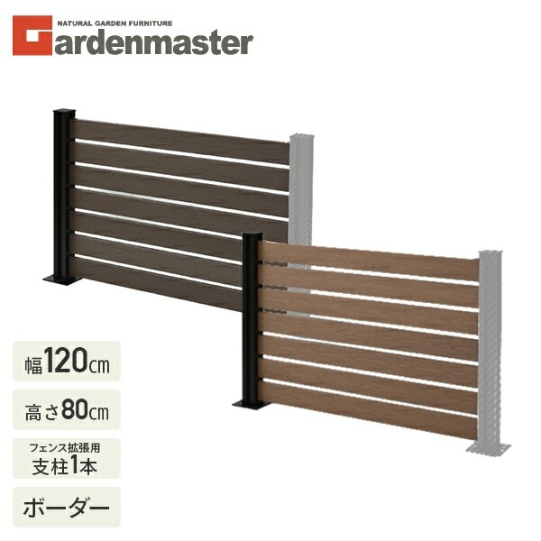 フェンス 目隠し 人工木 ボーダー (幅120cm 高さ80cm) フェンス拡張セット アルミ支柱追加用 1本 KMFS-801+WPC1X4-11BR*7 ブラウン/ナチュラル 8,699円