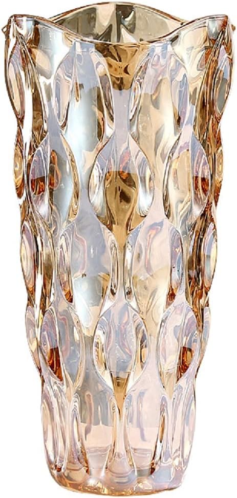 透明グラデーションガラス製広口花瓶 25cm シンプルモダンな花器