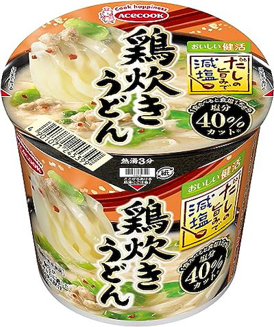 他サイト： エースコック だしの旨みで減塩 鶏炊きうどん 45g×12個の商品画像