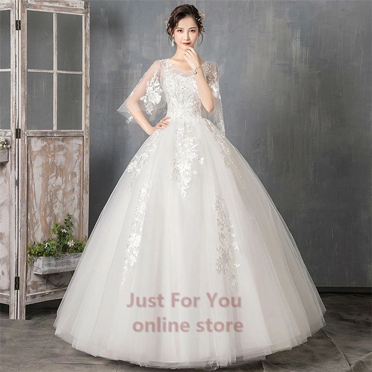 2件を15%値下げ 白 ウェディングドレス 袖あり 二次会ドレス wedding dress 格安 ウエディングドレス 大きいサイズ プリンセスライン 結婚式 二次会 花嫁 ドレス ブライダル ロン