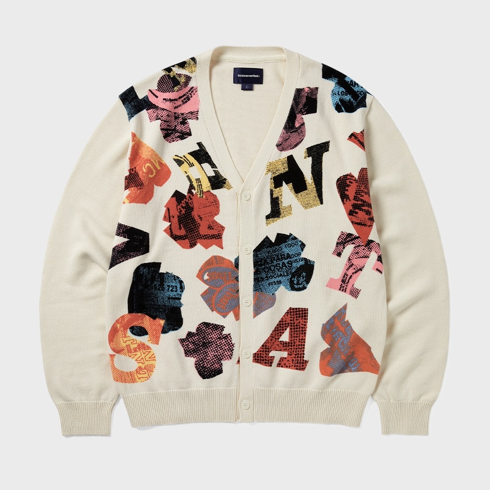 ディス・イズ・ネヴァー・ザット・ブロークン・ロゴ・カーディガンアイボリー