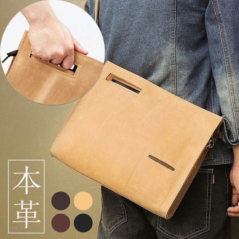 【限定SALE】新品 メンズ バッグ ヌメ革 牛革 レザー ハンドバッグ　 ビジネスバッグ 2wayショルダーバッグ　斜め掛け　メンズ バッグ　手袋