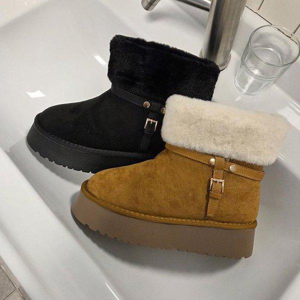 女性スエードショートブーツ 冬のファーブーツ