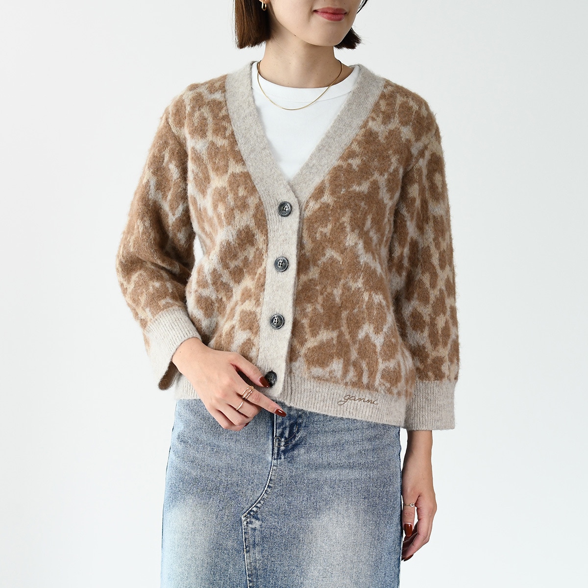 トップス カーディガン セーター LEOPARD Cardigan レディース レオパード アニマル柄 ブラウン アルパカ ウール 秋冬 おすすめ