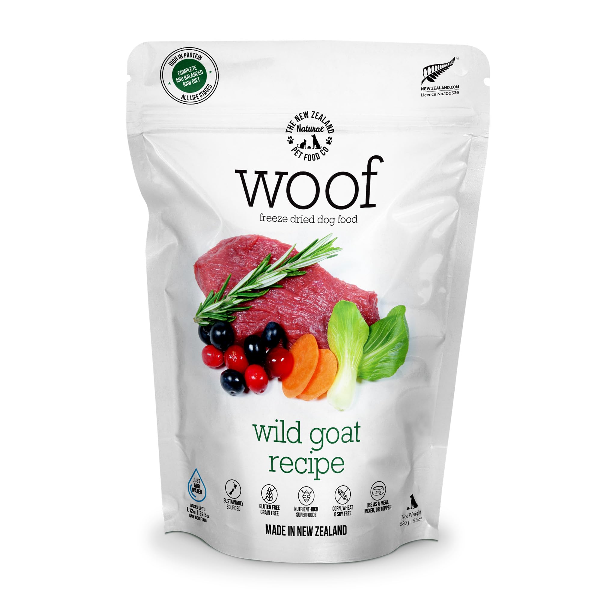 即日発送！ The New Zealand Natural Pet Food Co. 犬 フード トッピング ワイルドゴート 280g フリーズドライ【WOOF (ワフ)】
