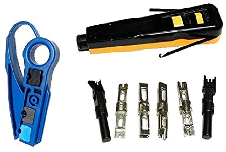 フルセット パンチダウンツール & 各種 ブレード 110 66 KRONE BIX ケーブルストリッパー付属 接続工具 圧接 インパクトパンチダウン工具( ブレード6P)