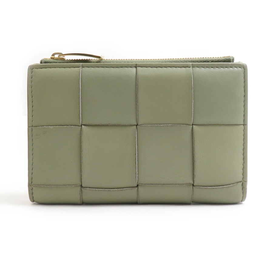 ボッテガヴェネタ BOTTEGAVENETA 二つ折り財布 レザー グリーン系 レディース r10926g