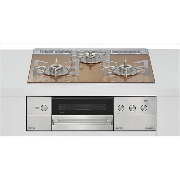 ビルトインガスコンロ 都市ガス用 両側強火タイプ 3口 60cm RHS31W38M12RNSTW-13A スパークリングカッパー DELICIA