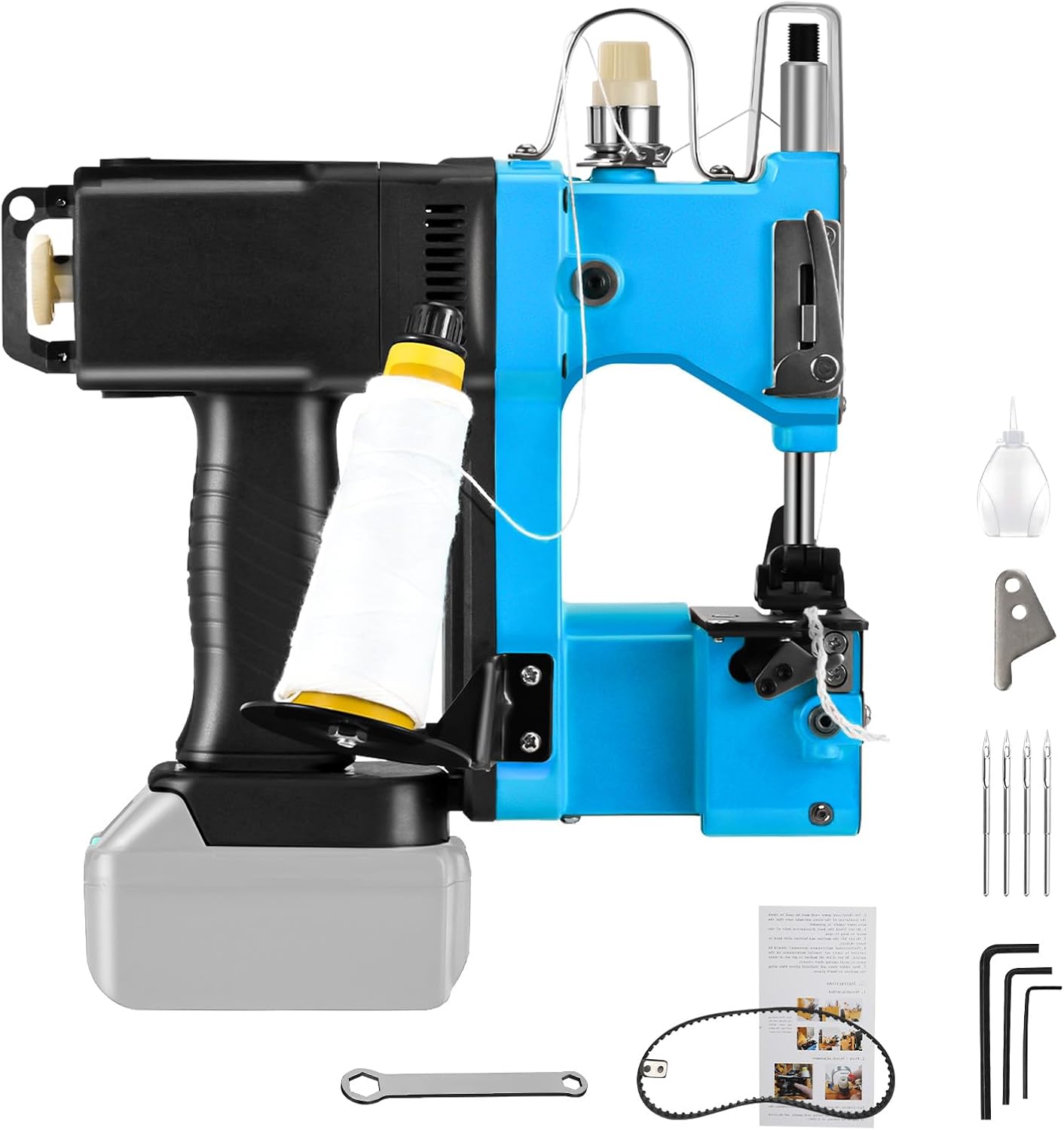 ポータブル袋縫ミシン バッテリー式 0.2-10mm対応 自動割線機能付き 業務用 牧田電池適合 軽量 織りバッグ・麻袋・クラフトバッグ・紙袋向け
