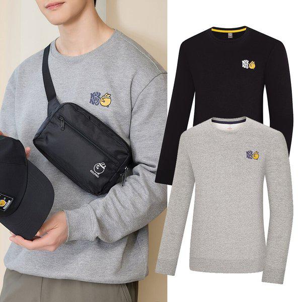 IK_男女共用マンツーマン メランジ コットン カジュアル 長袖 Tシャツ ベンス