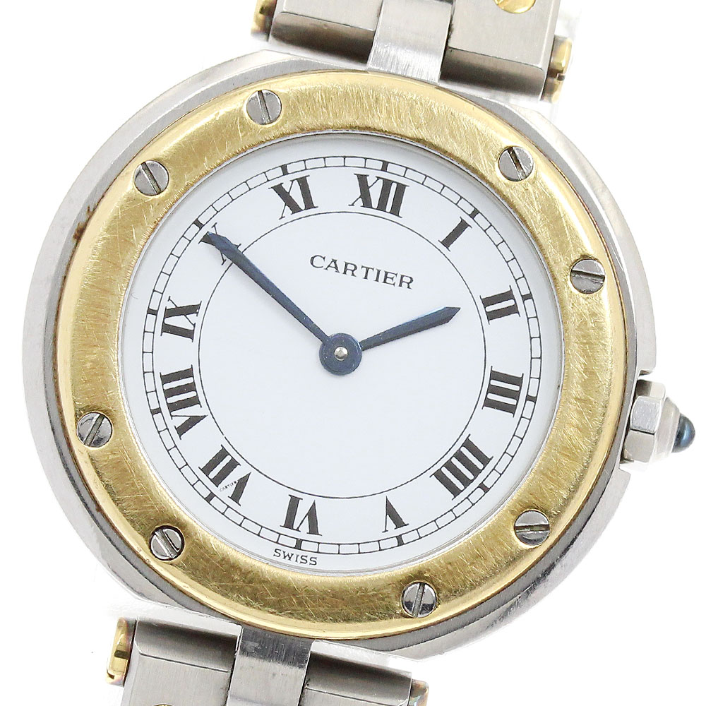 カルティエ CARTIER サントスラウンドSM YGベゼル クォーツ レディース _959536【中古】
