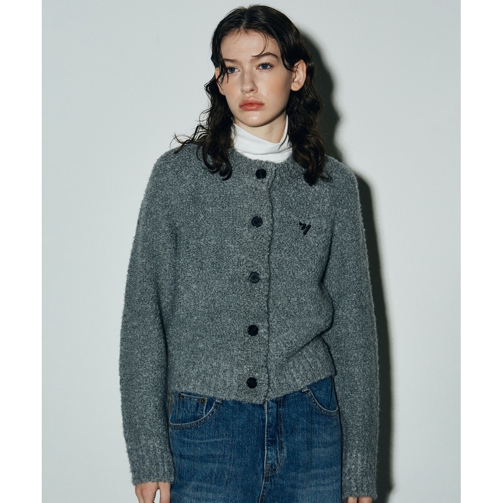 ニック&ニコールブークルウールカーディガン_グレー