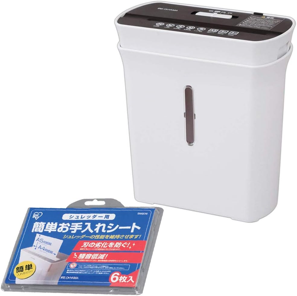 アイリスオーヤマ シュレッダー 細密 ホワイト P3GM-W & シュレッダー 簡単お手入れシート SMS06 5,320円