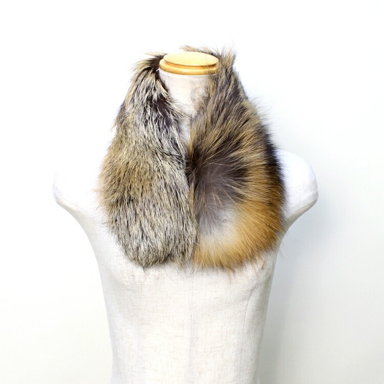 日本製 ゴールドクロスフォックス ファー マフラー ナチュラルカラー 送料無料 レディース ギフト プレゼント