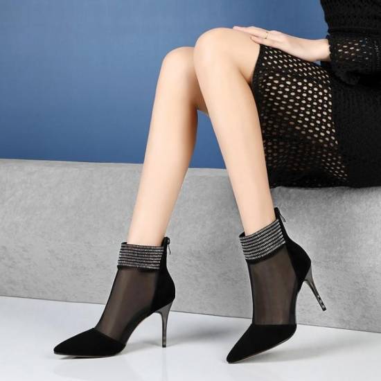 パーティーシューズ パンプス シューズ レディース パーティー ブーツ ブーティー レース メッシュ ハイヒール ブラック アプリコット 10代 20代 30代 新作 5,903円