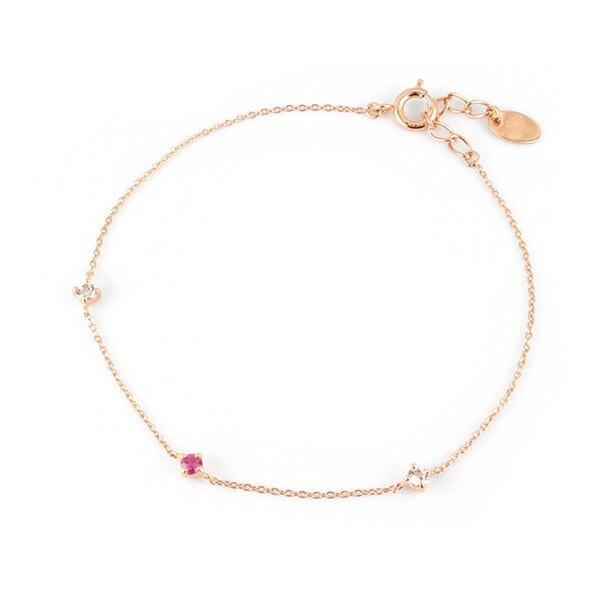 リボン済＆紙袋 ブレスレット 正規品 レディース 3石モチーフ 7月 誕生石 ルビー 誕生日 トパーズ シルバー 祝い