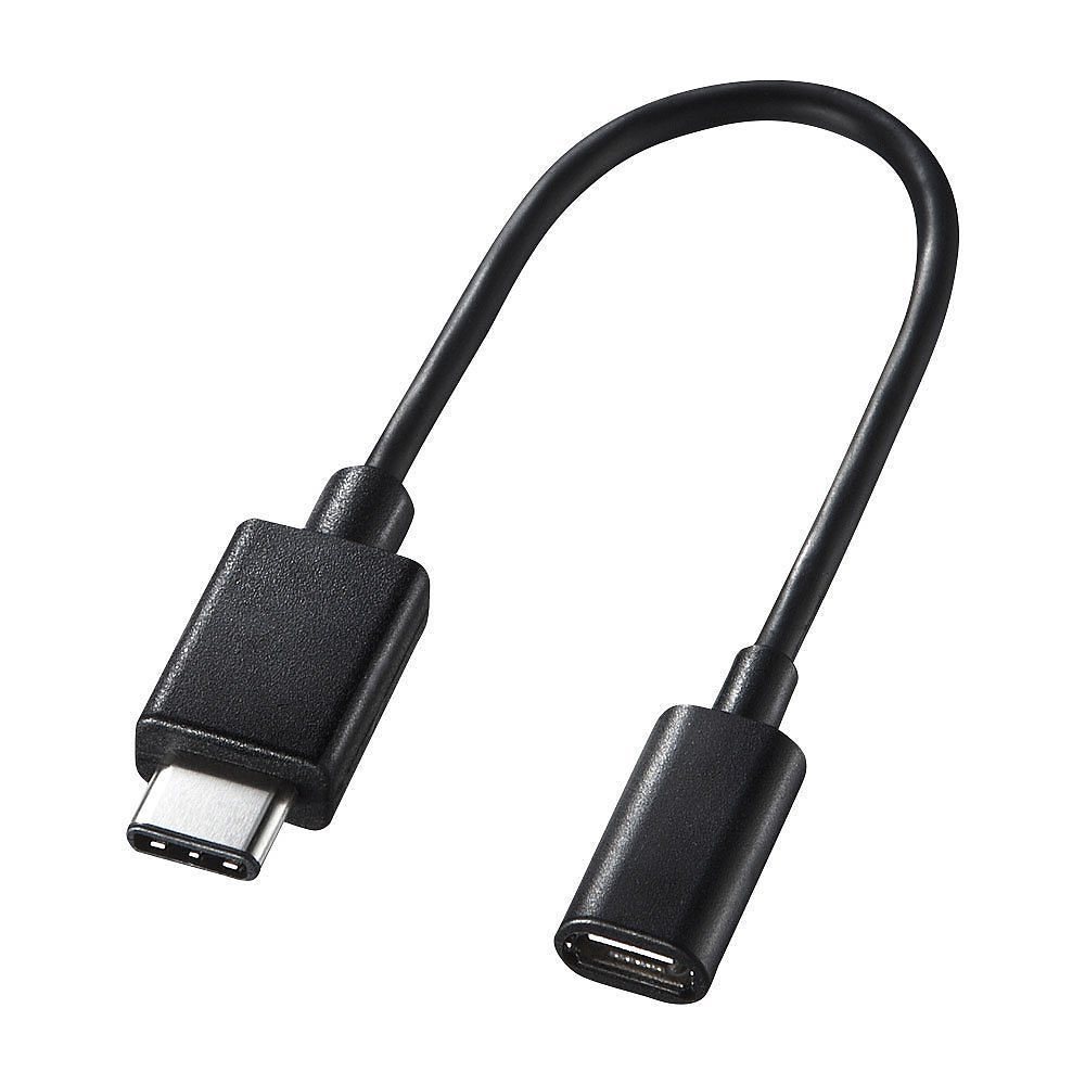 （まとめ買い）USB TypeC USB2.0microB変換アダプタケーブル 0.1m ブラック AD-USB25CMCB [x3]