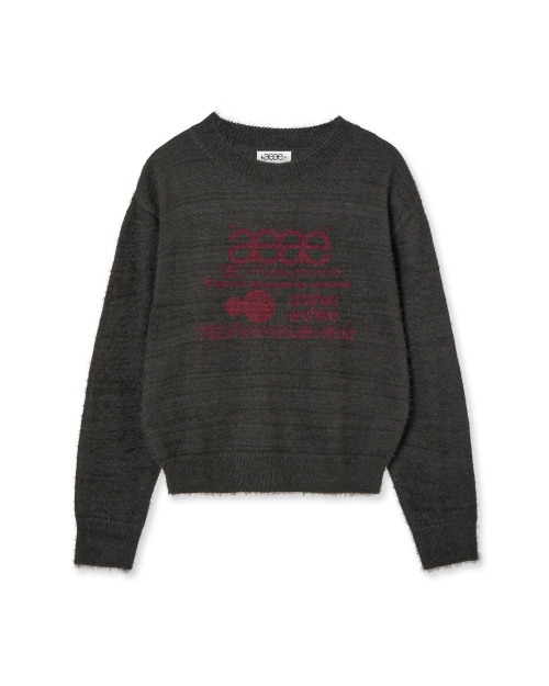 【AEAE】 WEB LOGO CROP HAIRY KNIT [CHARCOAL] 正規品