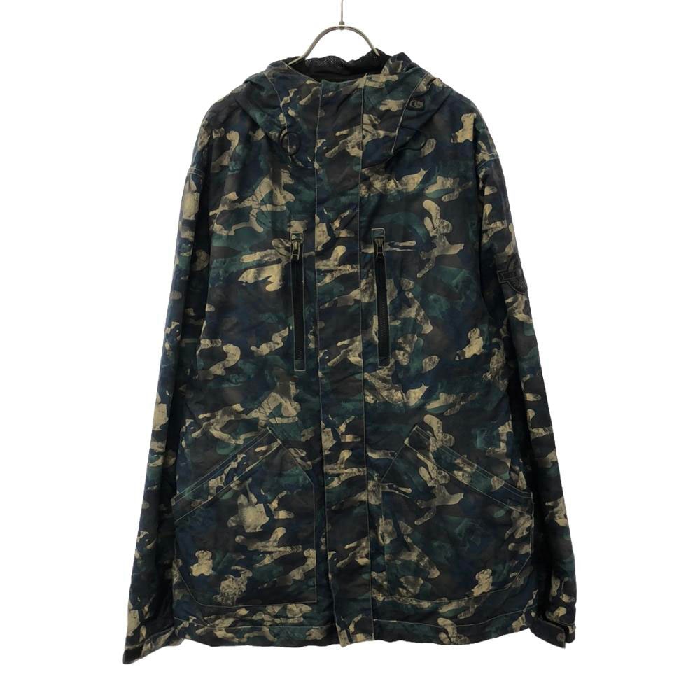 ボンファイア スノーボード 総柄 ワッペン ジャケット L グリーン系 BONFIRE 裏メッシュ メンズ