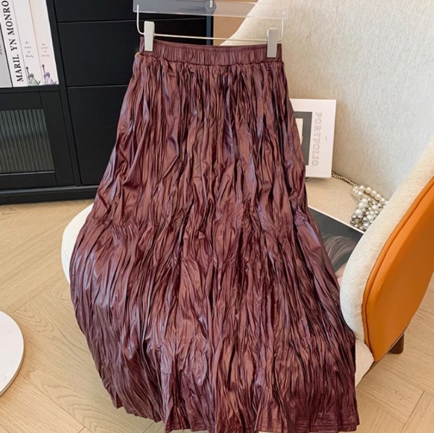 プリーツスカート ハイウエスト Aライン ルーズ スカート 冬 カジュアル シンプル お出かけ デート 5,274円