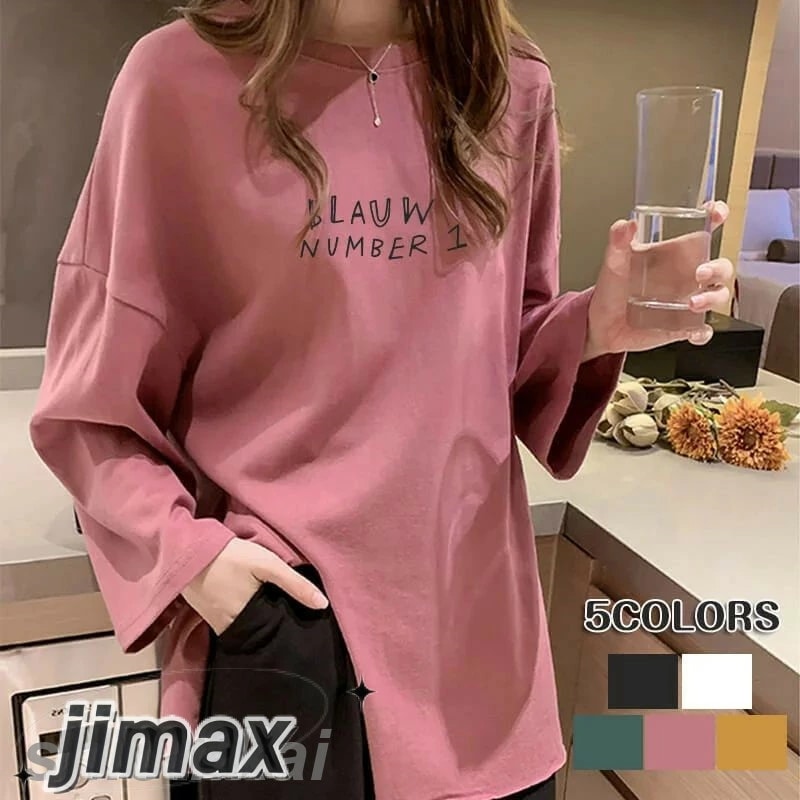 tシャツ レディース ゆったり 大きいサイズ ロング丈シルエット 春秋 ビッグシルエット ビッグTシャツ オーバーサイズ おしゃれ 無地tシャツ コットン 綿混 シンプル 白 着痩せ 通勤 30代 6,875円