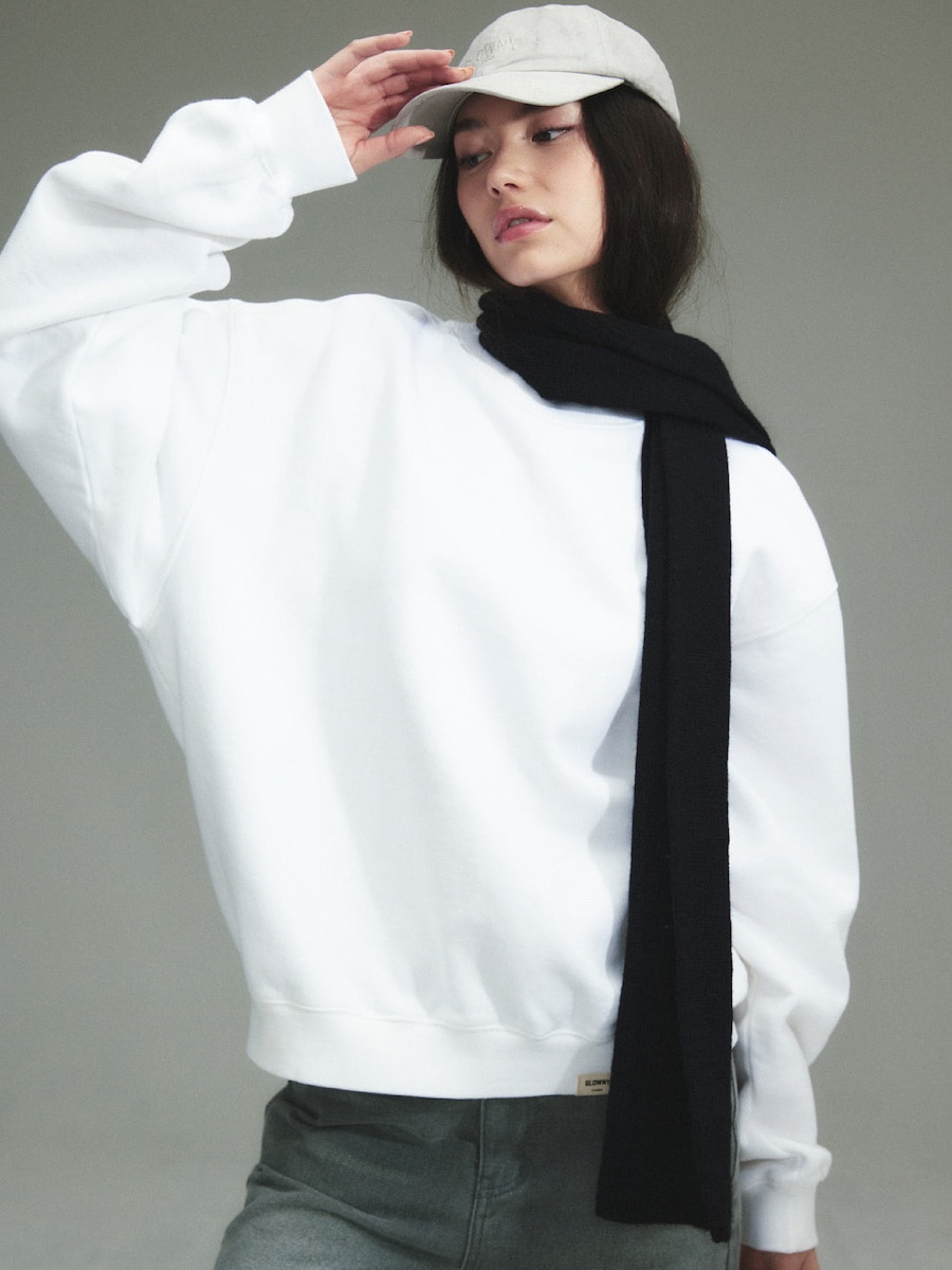 【GLOWNY】 G CLASSIC WASHED SWEATSHIRTS : WHITE