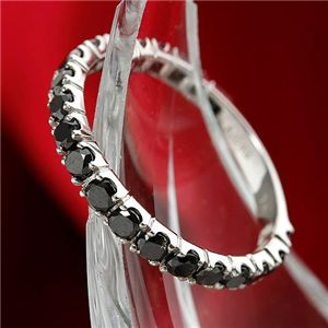 K18WG 1ctブラックダイヤリング 指輪 エタニティリング 9号