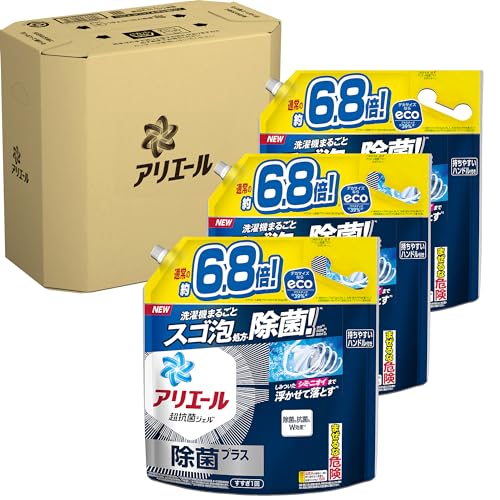 アリエール 洗濯洗剤 液体 除菌プラス 詰め替え 2.6kg×3袋 洗濯機まるごと除菌 [タテ・ドラム式OK]