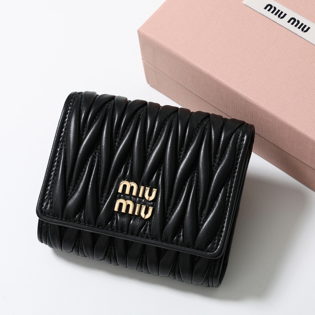 MIUMIU ミュウミュウ 三つ折り財布 MATELASSE マテラッセ 5MH033 AFPP レディース レザー ロゴ ミニ財布 カラー6色