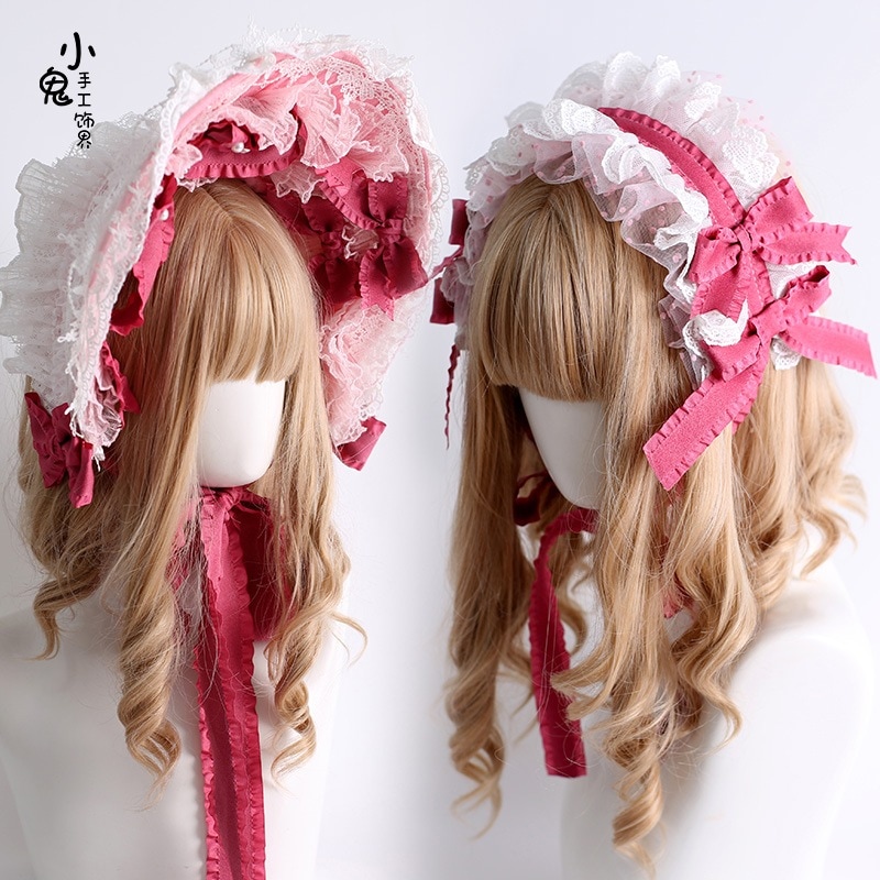 【1点ご購入 で10点プレゼントいたします】ローズレッドのロリータベルベットケーキ華やかハットレースリボン小物