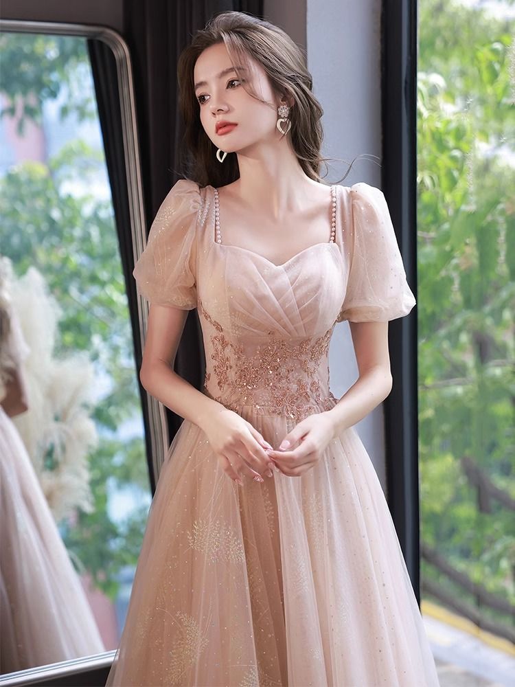 ロングドレ パーティドレス パーティードレス パーティードレス 結婚式 ワンピース エレガントなガウンワンピース 【1つ買うと10つ無料】優しい風ピンクの恋人たちのガウン 二次会 ドレス