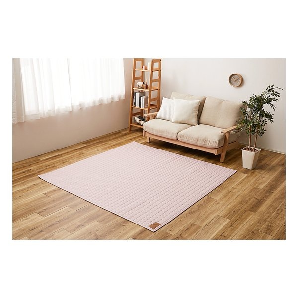スウェットキルトラグ ココン 約190×240cm 洗濯可 ホットカーペットカバー ピンク