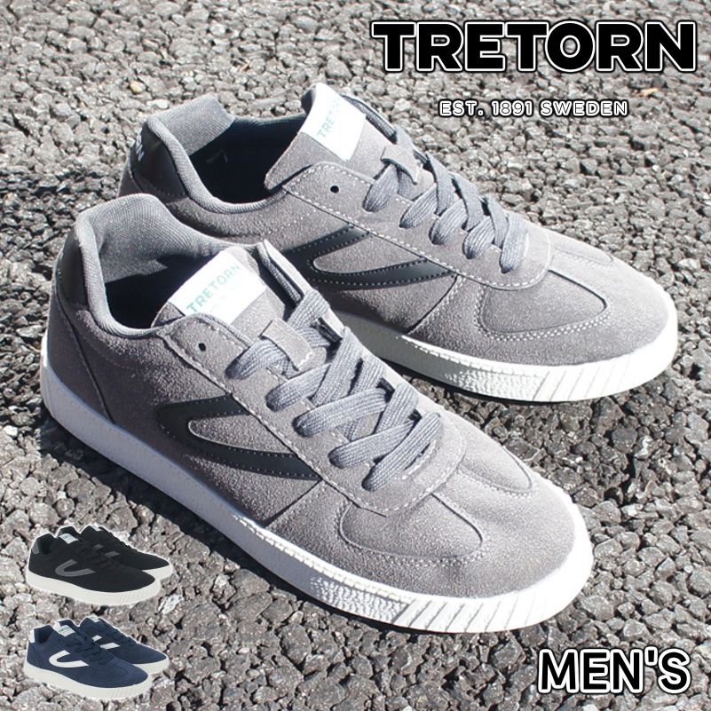 トレトン スニーカー メンズ 黒 ブラック グレー ネイビー 紺 おしゃれ ブランド 軽量 軽い シューズ テニス TRETORN ヒモ ひも 紐 履きやすい 歩きやすい 父の日 tatms1578