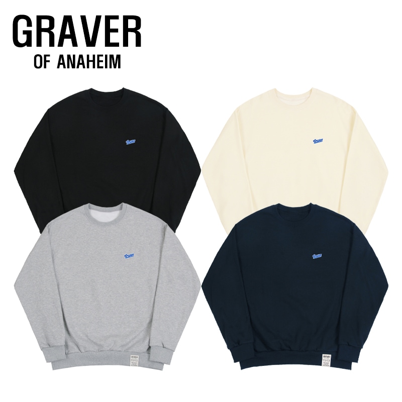 UNISEX] Baseball Blue Logo Embroidery Sweatshirt_4color