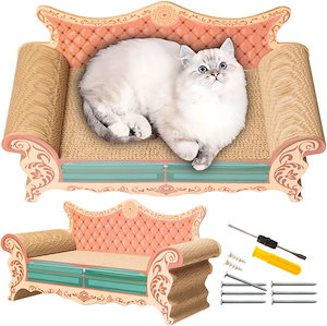 中型用 59×26×30 猫 爪とぎ ベッド ソファ ねこ 大型 ペット おもちゃ ストレス解消 爪研ぎ つめとぎ ダンボール おしゃれ (中型 グリーン/ワインレッド)